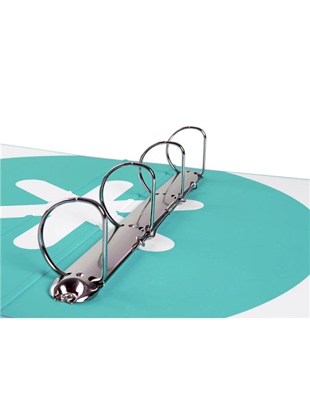 Classeur antartik 4 anneaux end 40mm a4+ carton remborde coloris menthe.