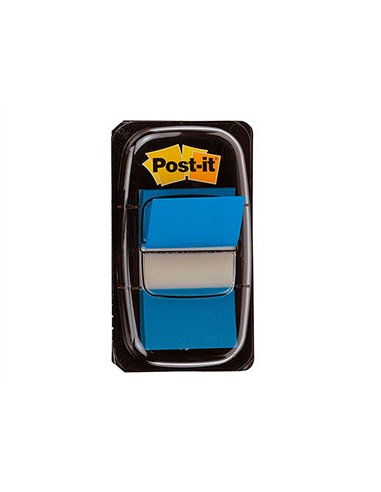 Marque-pages post-it standard index 25x44mm 50f coloris bleu.