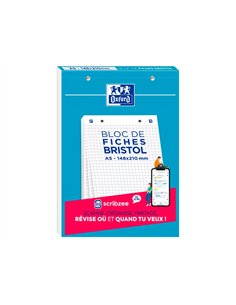 Cahier de fiches bristol 2.0 oxford a5 14,8x21cm 5x5mm 30 unités.