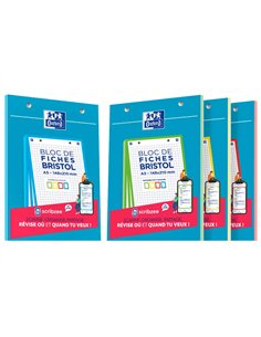 Cahier de fiches bristol 2.0 oxford a5 14,8x21cm 5x5mm couleur 30 unités.