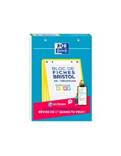 Cahier de fiches bristol 2.0 oxford a5 14,8x21cm 5x5mm couleur 30 unités. 2
