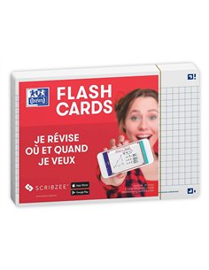 Fiches bristol oxford revision 2.0 a6 non perforee 32 fiches/film q5x5 cadre blanc. 2