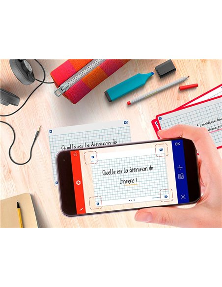 Fiches bristol oxford revision 2.0 a6 non perforee 32 fiches/film q5x5 cadre blanc.