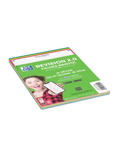 Fiches bristol oxford revision 2.0 a5 perforee 32 fiches/film q5x5 couleur assorties.