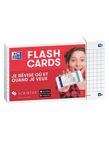 Fiches bristol oxford flash 2.0 75x125mm 32 fiches /film q5x5 cadre blanc.