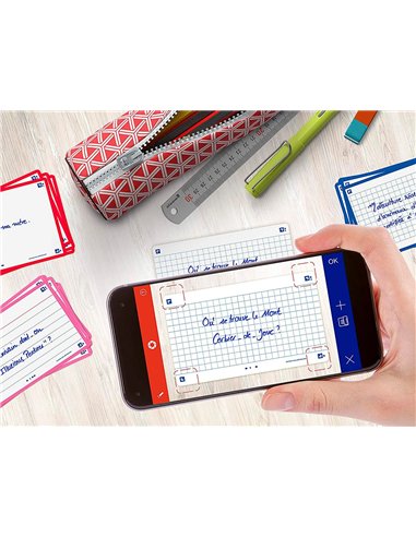 Fiches bristol oxford flash 2.0 75x125mm 32 fiches /film q5x5 cadre blanc.