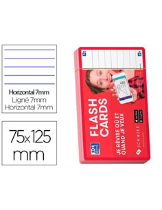 Fiches bristol oxford flash 2.0 75x125mm 32 fiches/film l7mm cadre rouge.
