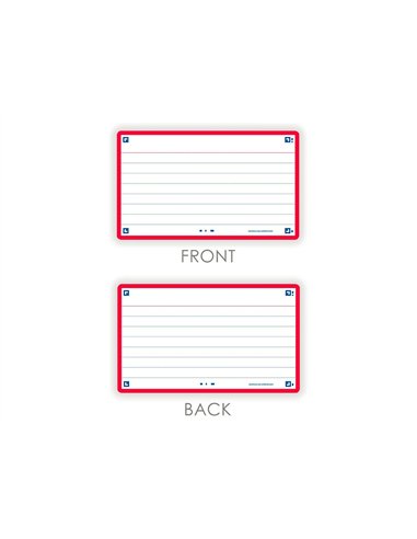 Fiches bristol oxford flash 2.0 75x125mm 32 fiches/film l7mm cadre rouge.