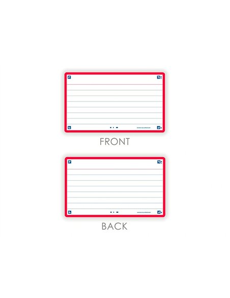 Fiches bristol oxford flash 2.0 75x125mm 32 fiches/film l7mm cadre rouge.