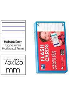 Fiches bristol oxford flash 2.0 75x125mm 32 fiches/film l7mm cadre turquoise.