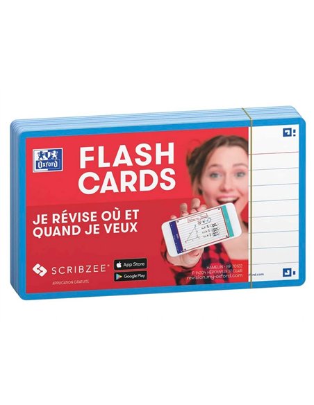Fiches bristol oxford flash 2.0 75x125mm 32 fiches/film l7mm cadre turquoise.