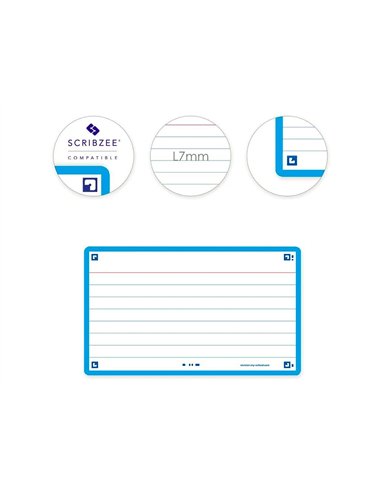 Fiches bristol oxford flash 2.0 75x125mm 32 fiches/film l7mm cadre turquoise.