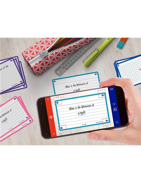 Fiches bristol oxford flash 2.0 75x125mm 32 fiches/film l7mm cadre turquoise.