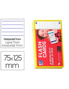 Fiches bristol oxford flash 2.0 75x125mm 32 fiches/film l7mm cadre jaune.