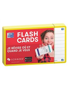 Fiches bristol oxford flash 2.0 75x125mm 32 fiches/film l7mm cadre jaune. 2