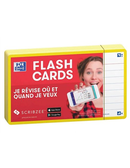 Fiches bristol oxford flash 2.0 75x125mm 32 fiches/film l7mm cadre jaune.