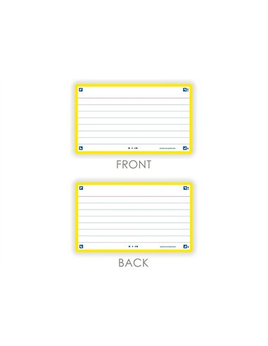 Fiches bristol oxford flash 2.0 75x125mm 32 fiches/film l7mm cadre jaune.