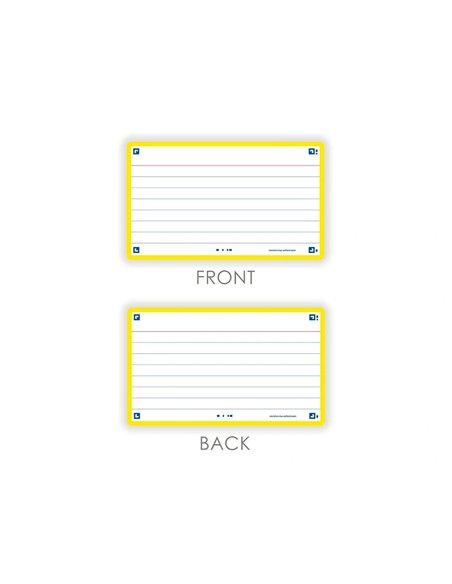 Fiches bristol oxford flash 2.0 75x125mm 32 fiches/film l7mm cadre jaune.