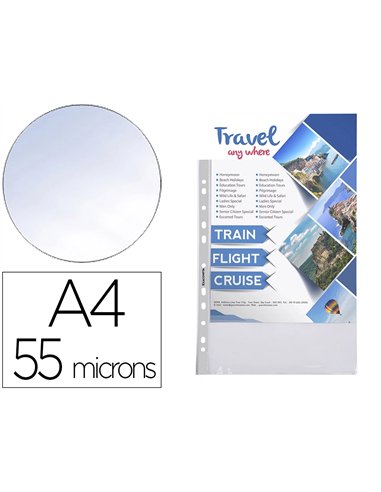 Bloc exacompta pochettes perforees detachables lisse 11 trous 55 microns 210x297 mm 50 unites.