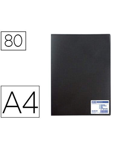 Protège-documents elba memphis polypropylène couverture semi-rigide 80 pochettes 160 vues a4 210x297mm coloris noir.