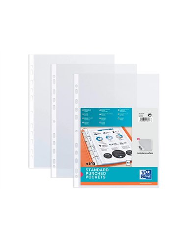 Pochette oxford polypropylène lisse perforée antistatique a4 210x297mm sachet 50 unités.
