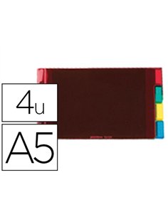 Intercalaire oxford pvc cristal épais 12/100e 4 positions a5 150x210mm fiches étiquettes pré-imprimées.