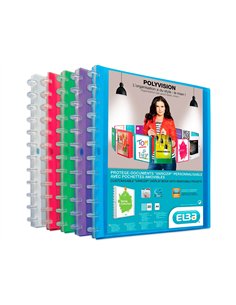 Protège-documents elba vario zip polyvision pp 5/10e a4 capacité 40 pochettes 80 vues livré avec 20 pochettes assorties. 2