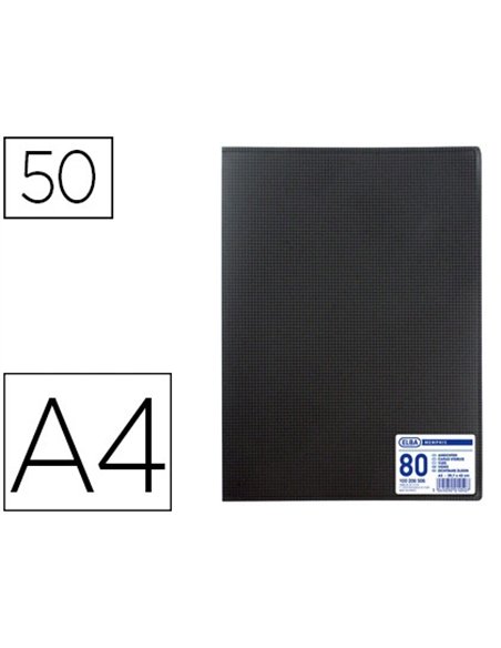 Protège-documents elba memphis polypropylène couverture semi-rigide 50 pochettes 100 vues a4 210x297mms coloris noir.