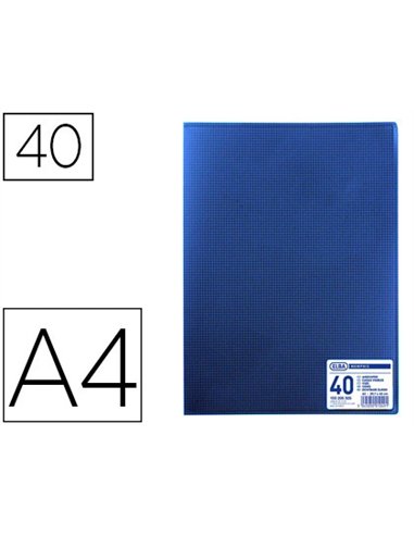 Protège-documents elba memphis polypropylène couverture semi-rigide 20 pochettes 40 vues a4 210x297mm coloris bleu.