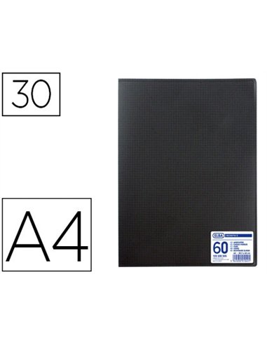 Protège-documents elba memphis polypropylène couverture semi-rigide 30 pochettes 60 vues a4 210x297mm coloris noir.