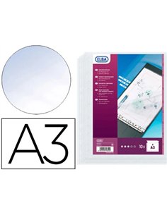 Pochette oxford polypropylène grainé 10/100e perforée 11 trous a3 à l'italienne 297x420mm incolore sachet 10 unités.