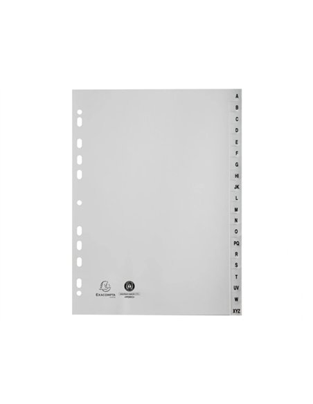 Intercalaires imprimes alphabetiques exacompta polypropylene a4 20positiones a-z gris.