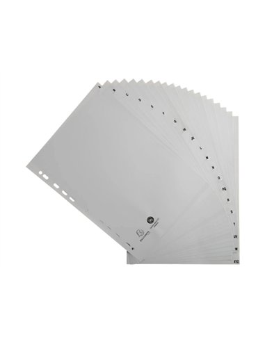 Intercalaires imprimes alphabetiques exacompta polypropylene a4 20positiones a-z gris.