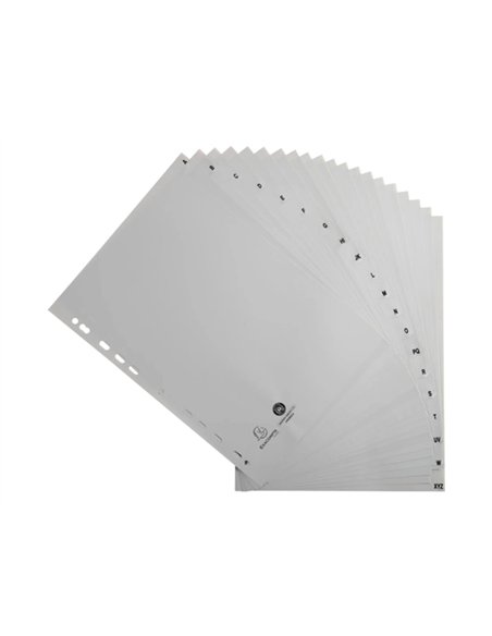 Intercalaires imprimes alphabetiques exacompta polypropylene a4 20positiones a-z gris.