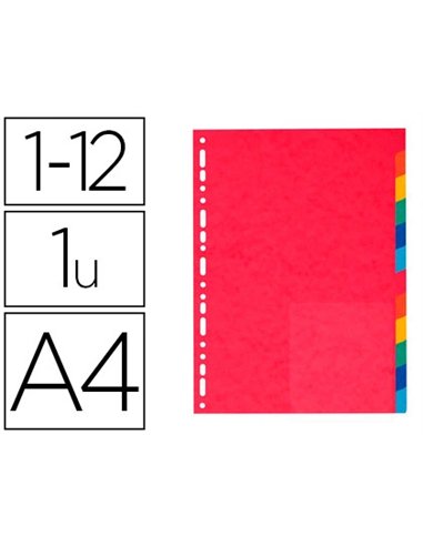 Intercalaire exacompta carte marbrée recyclée 220g 12 positions a4 coloris vifs.