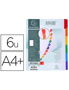 Intercalaire exacompta carte blanche 160g 6 positions a4+ onglets couleur renforcés.