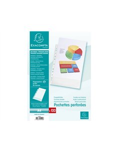 Pochette perforee exacompta a4 pp graine 5/100eme paquet 100 unites.
