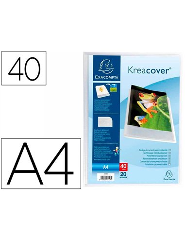 Protege-documents exacompta kreacover chromaline polypropylene semi-rigide a4 24x32cm 40 vues cristal.