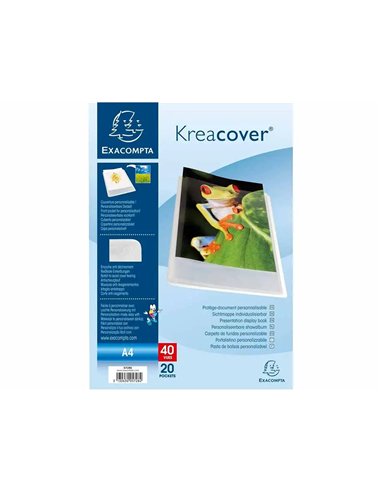 Protege-documents exacompta kreacover chromaline polypropylene semi-rigide a4 24x32cm 40 vues cristal.