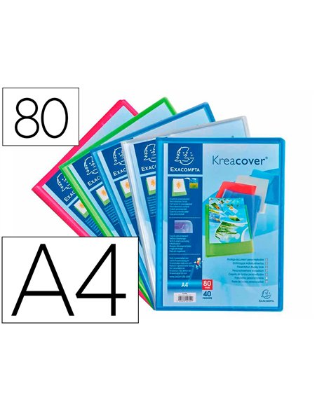 Protege-documents exacompta kreacover chromaline polypropylene semi-rigide 24x32cm 80 vues coloris.