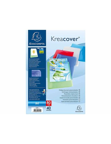 Protege-documents exacompta kreacover chromaline polypropylene semi-rigide 24x32cm 80 vues coloris.