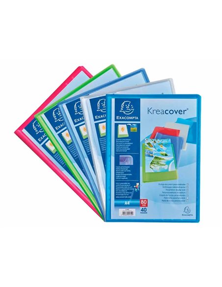 Protege-documents exacompta kreacover chromaline polypropylene semi-rigide 24x32cm 80 vues coloris.