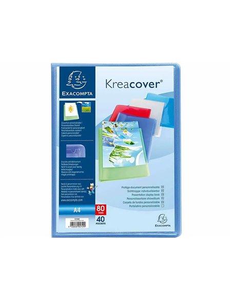 Protege-documents exacompta kreacover chromaline polypropylene semi-rigide 24x32cm 80 vues coloris.
