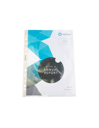 Pochette perforee exacompta a4 pp lisse 7/100eme 75 microns paquet 100 unites.