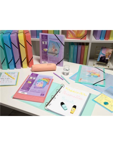 Porte-documents exacompta kreacover polypropylene 110x150mm 40vues assortiment pastel.