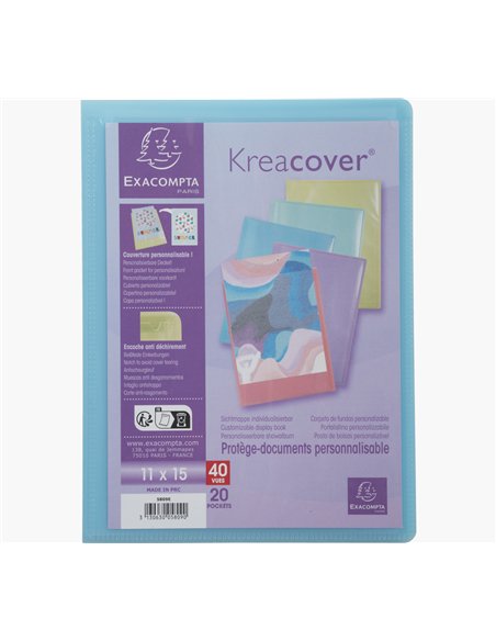 Porte-documents exacompta kreacover polypropylene 110x150mm 40vues assortiment pastel.