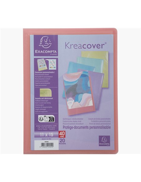Porte-documents exacompta kreacover polypropylene 110x150mm 40vues assortiment pastel.