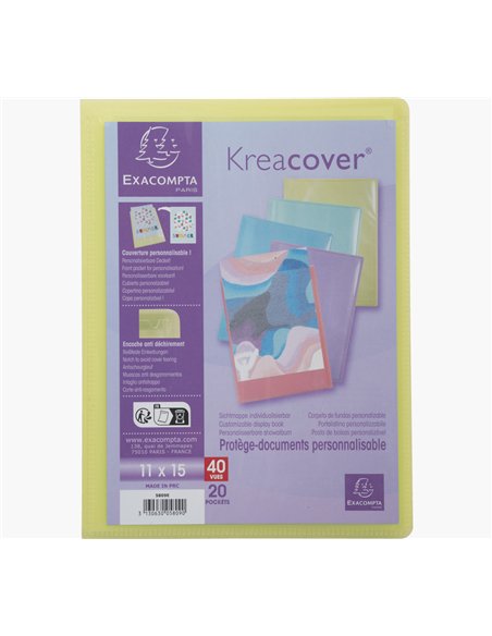 Porte-documents exacompta kreacover polypropylene 110x150mm 40vues assortiment pastel.