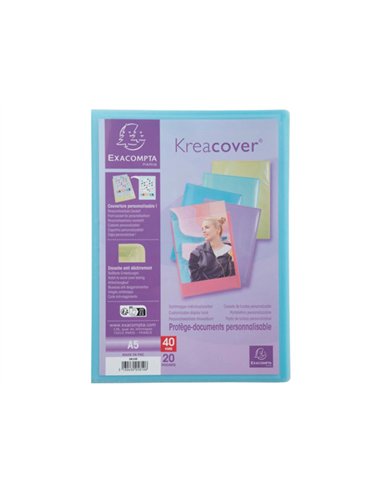 Porte-documents exacompta kreacover a5 polypropylene 180x230mm 40vues assortiment pastel.