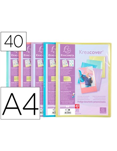 Porte-documents exacompta kreacover a4 polypropylene 40vues assortiment pastel.
